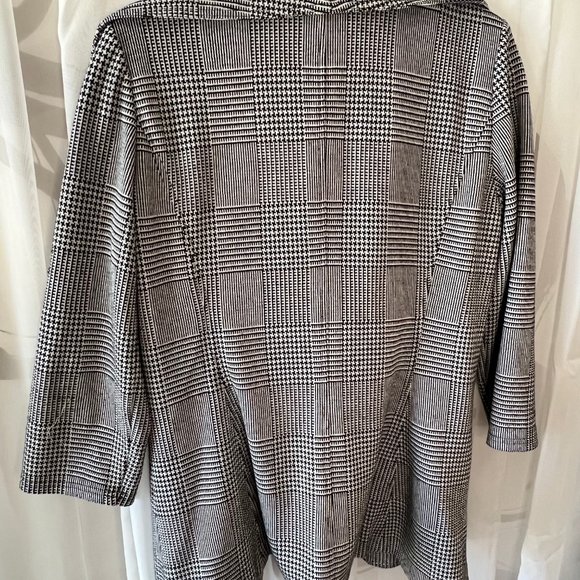 Calvin Klein Houndstooth Stretch Open Front Waterfall Blazer - Picture 2 of 5